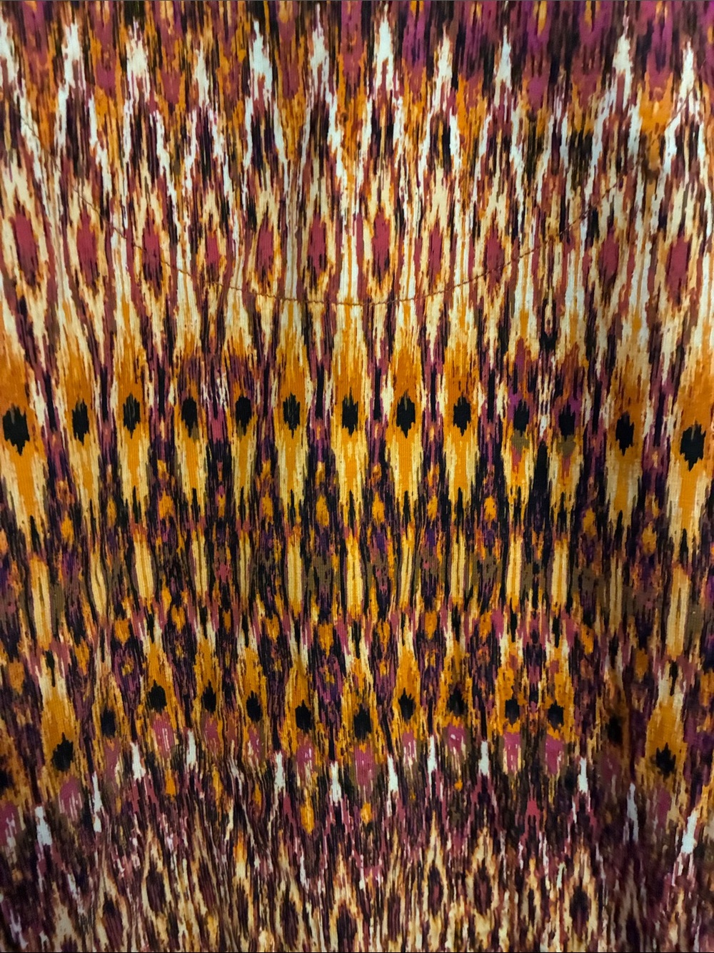 Ruby Rd. Ikat-Pattern V-Neck Tunic in Mustard & Burgundy - Picture 9 of 9